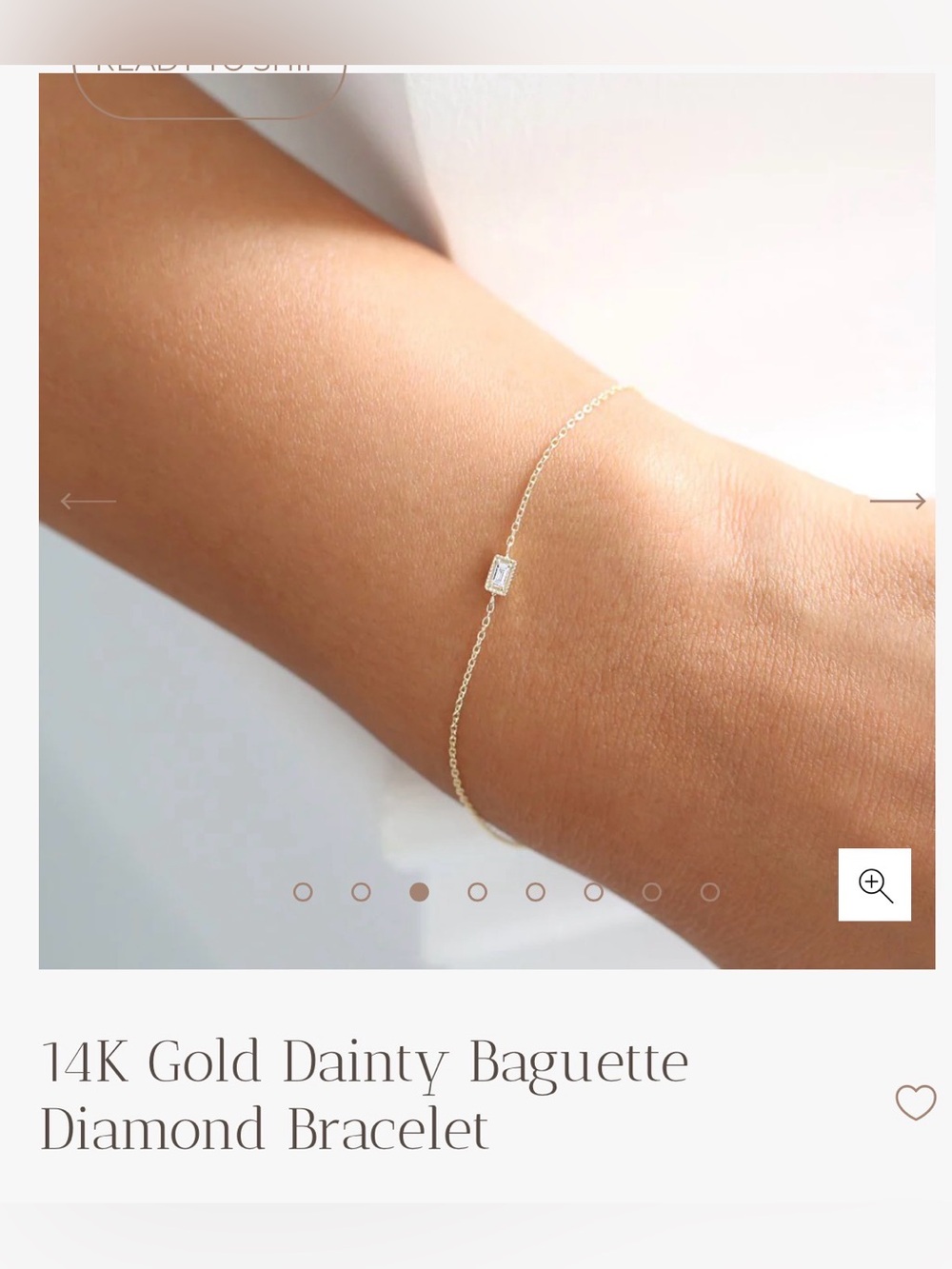 14K White Gold Dainty Baguette Diamond Bracelet